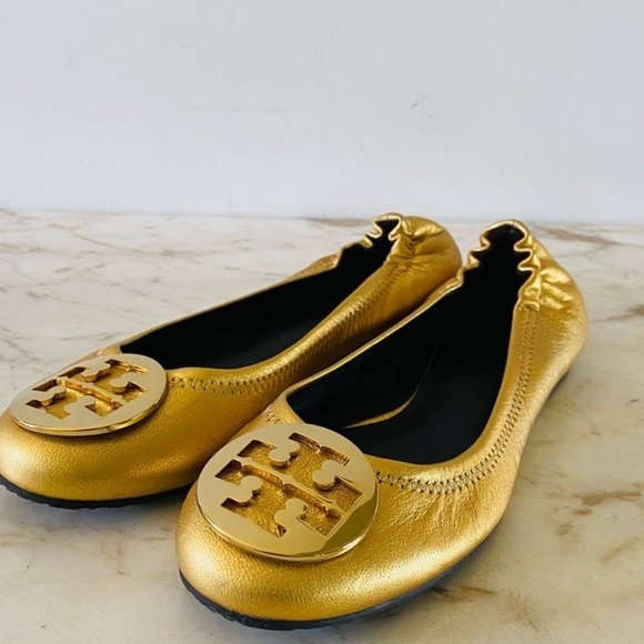 Tory Burch gold metallic flats - Picture 1 of 8